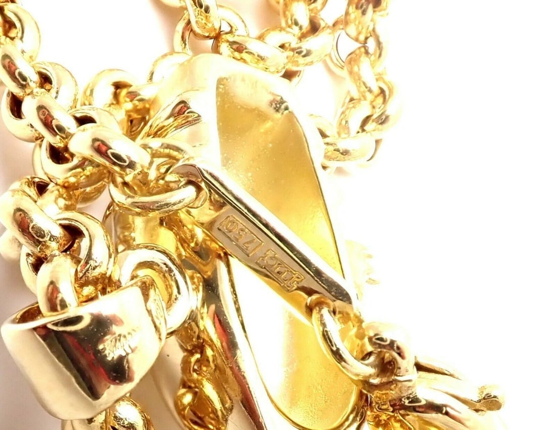 Authentic! Chopard 18k Yellow Gold Large Happy Clown Flower Pendant Necklace - 6
