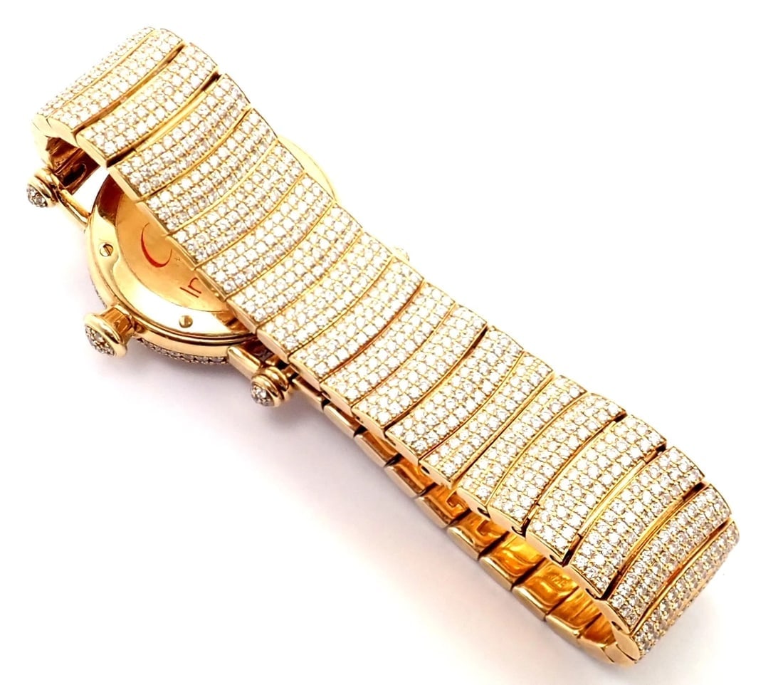 Authentic! Cartier Diabolo Pave 15ct Diamond 18k Yellow Gold Quartz Watch 1450 - 5