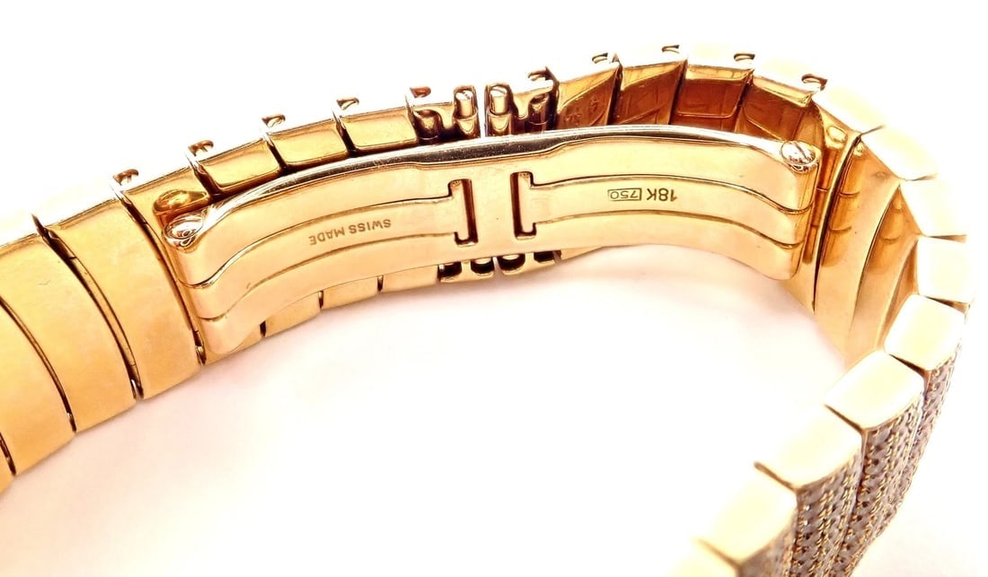 Authentic! Cartier Diabolo Pave 15ct Diamond 18k Yellow Gold Quartz Watch 1450 - 6