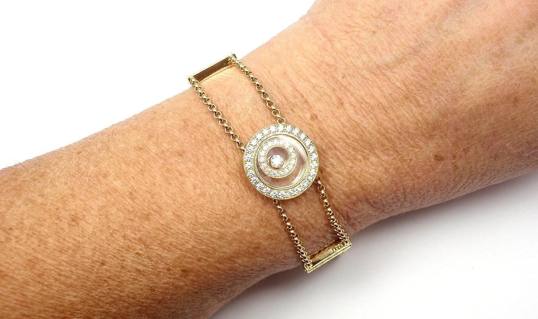 Rare! Authentic Chopard Happy Spirit Diamond Chain Bracelet Retail $13,200 - 8