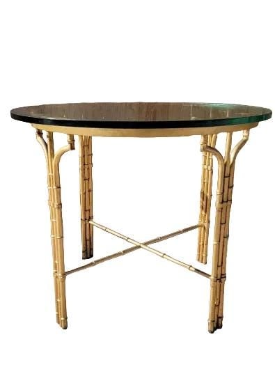 Hollywood Regency Italian Chiavari Style Gilt Metal Faux Bamboo 5 Piece Dinette Set - 3