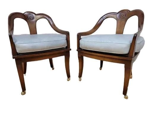 Vintage Regency Neoclassical Style Klismos Style Walnut Chairs - 4 - 2