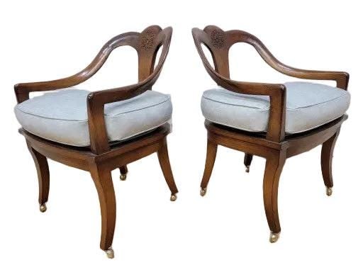Vintage Regency Neoclassical Style Klismos Style Walnut Chairs - 4 - 5