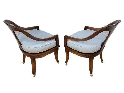Vintage Regency Neoclassical Style Klismos Style Walnut Chairs - 4 - 6