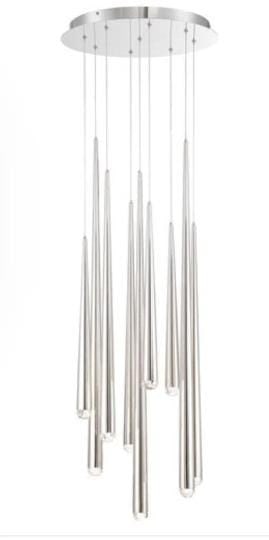 Restoration Hardware Aquitaine Nickel 12 Crystal Tip Pendant Chandelier: Restoration Hardware Aquitaine 18" Round Polished Nickel 12 Crystal Tip Pendant ChandelierInspired by French minimalist lighting of the 1960s, Jonathan Browning's elegant design features a cluster of