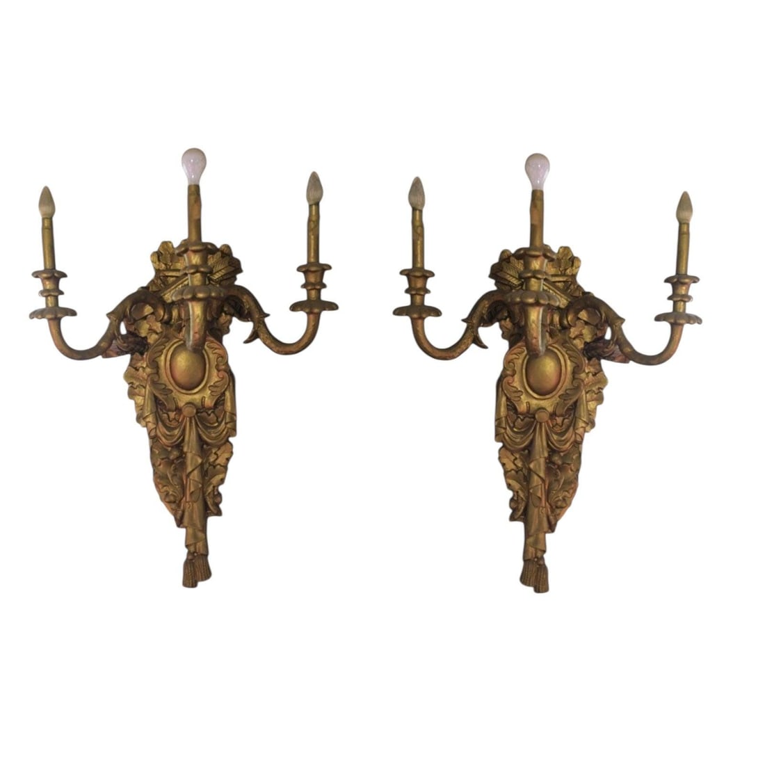 Antique Neoclassical Style Oversized Wall Sconces - Pair (1 of 7)