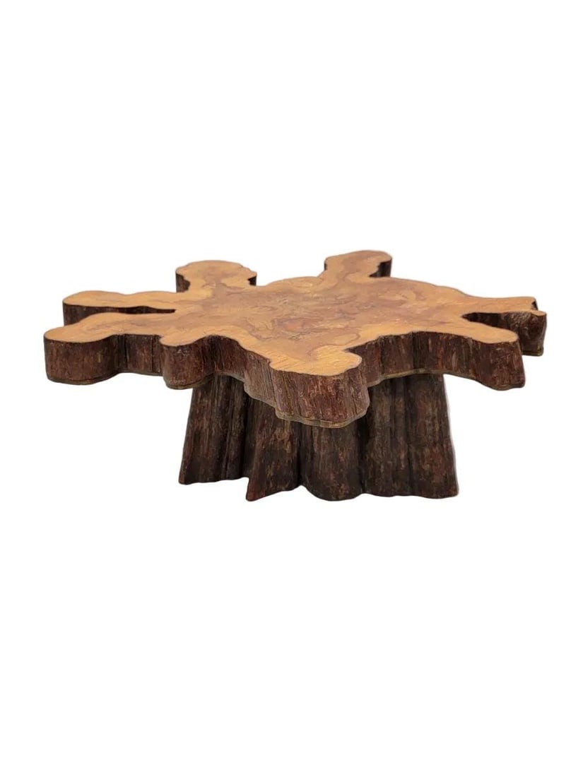 Vintage Live Edge Natural Free-Form Tree Cut Coffee Table - 6