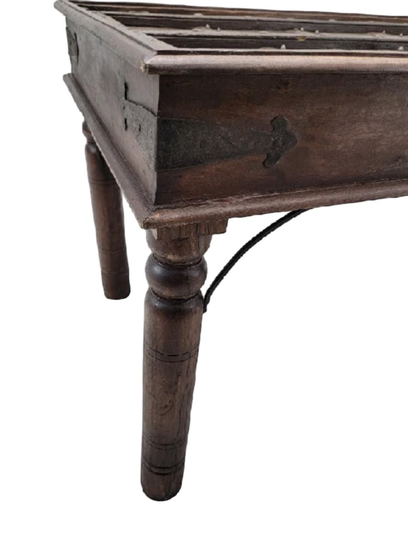 Antique Rustic Table Crafted from Historic Indian Door - 6