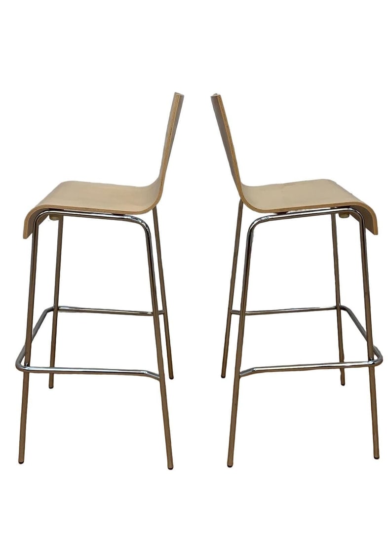 Vintage Postmodern Italian Bentwood Wave Bar Stools - Pair - 3
