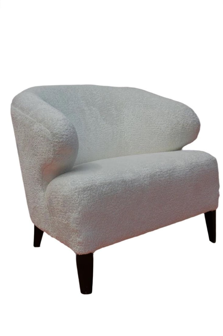 Vintage Scandinavian Flemming Lassen Attributed Chair Newly Reupholstered: Overall width: 30 inchesOverall height: 30.5 inchesOverall depth: 31 inchesSeat height: 18 inchesVintage Modern Scandinavian Flemming Lassen Attributed Slipper Lounge Chair Newly Reupholstered in a
