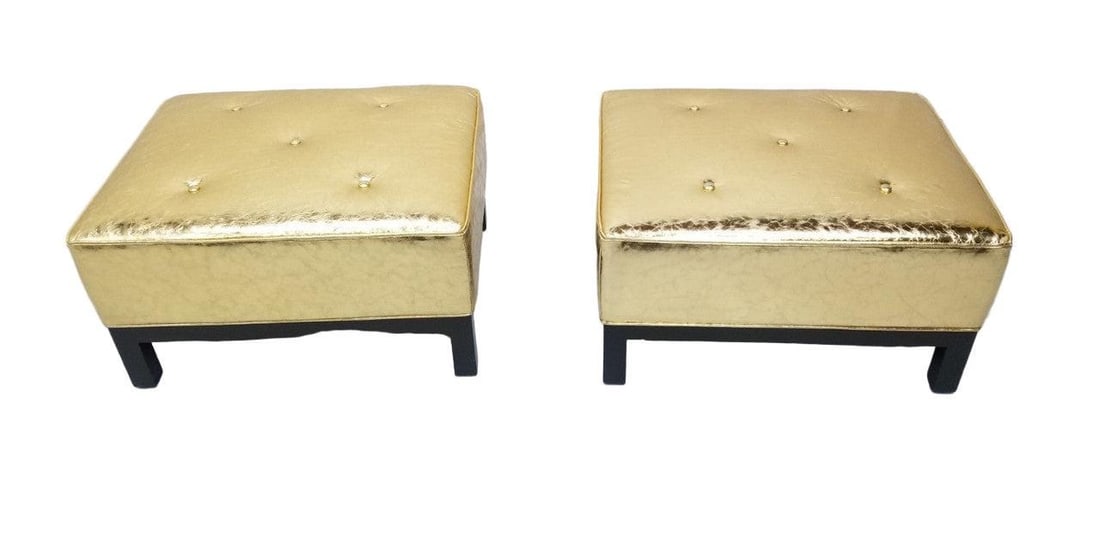 Hollywood Regency Christian Liaigre Style Ottoman Newly Upholstered - Pair - 3