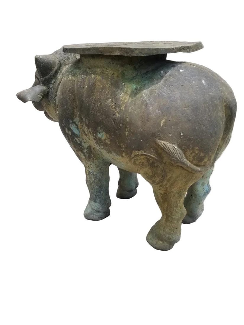 Antique Balinese Hammered Bronze Saddled Nandi Bull Table - 4