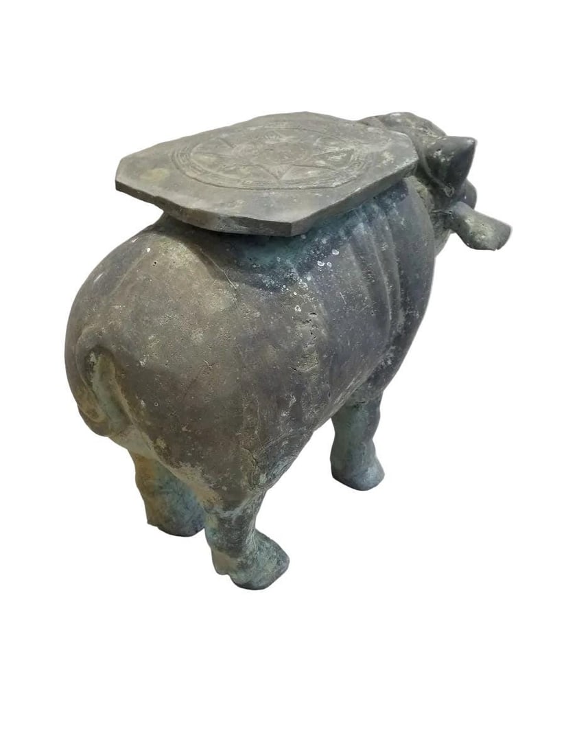 Antique Balinese Hammered Bronze Saddled Nandi Bull Table - 5