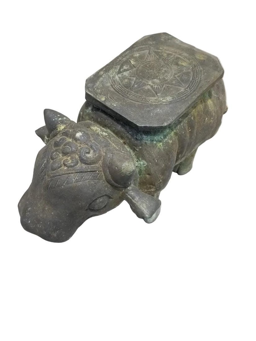 Antique Balinese Hammered Bronze Saddled Nandi Bull Table - 6