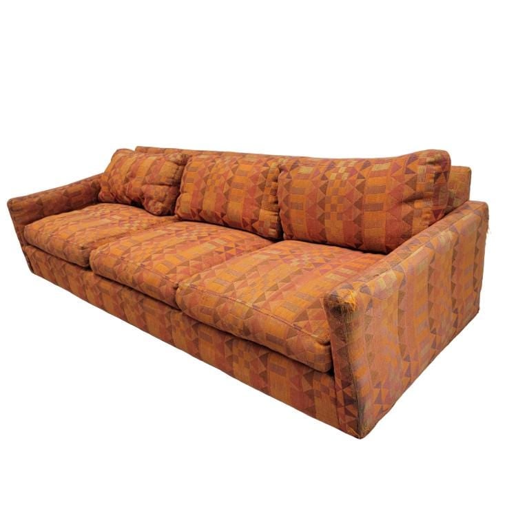MCM Milo Baughman Tuxedo Sofa & Cube Chair For Thayer Coggin - 6