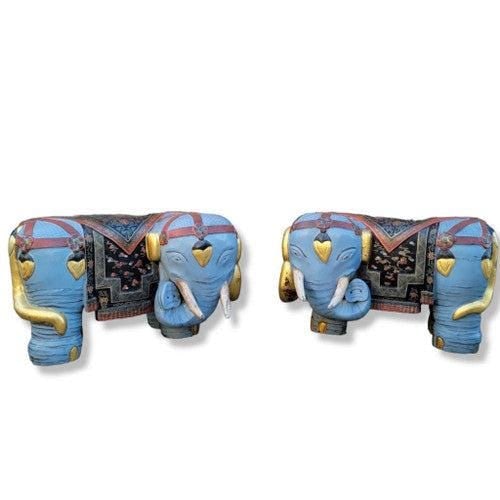 Vintage Asian Carved & Hand-Painted Elephant Stools/Garden Seats - Pair (1 of 7)