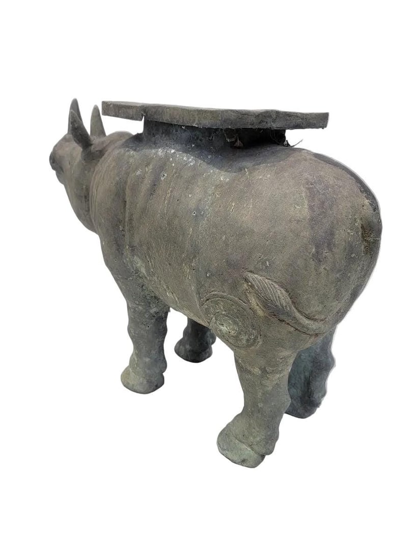 Antique Balinese Hammered Bronze Saddled Rhino Table - Set of 2 - 4