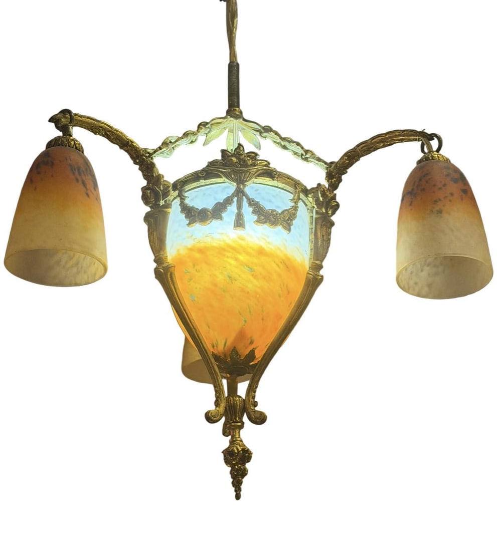 Antique French Art Deco Chandelier Attributed to Muller Freres (1 of 7)