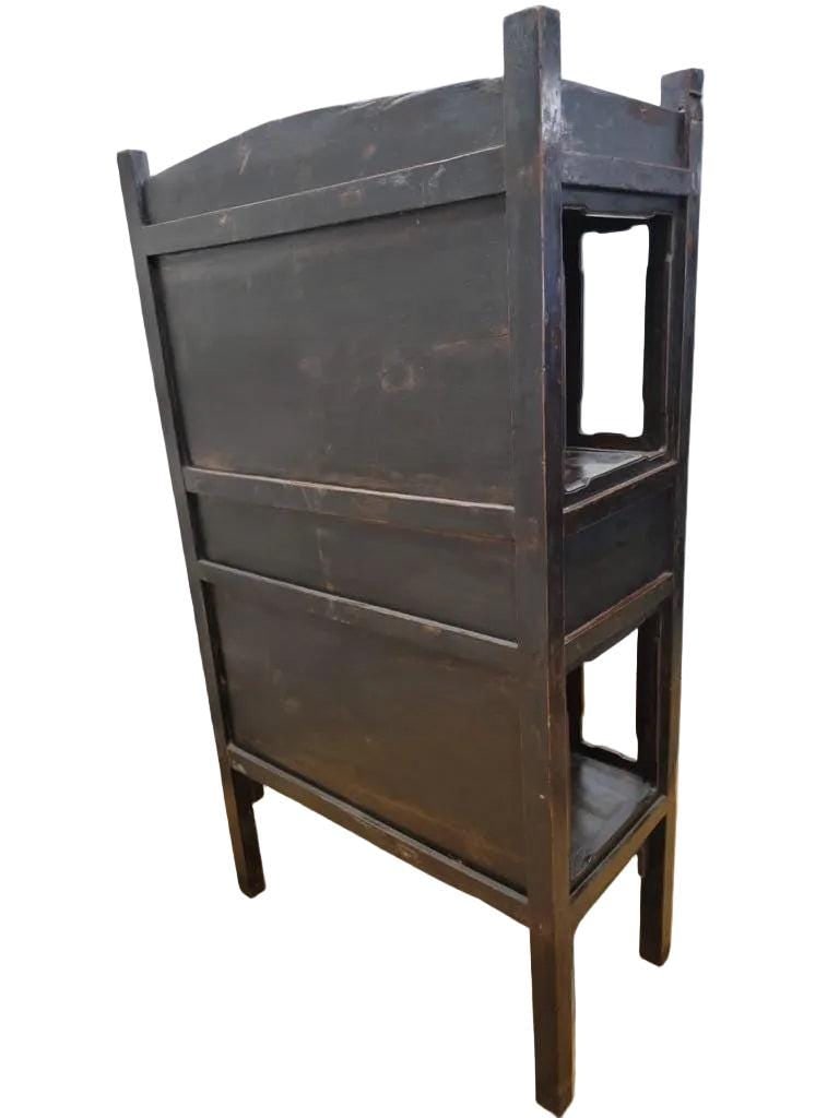 Antique Shanxi Province Lacquered Elm Open Cabinet - 5