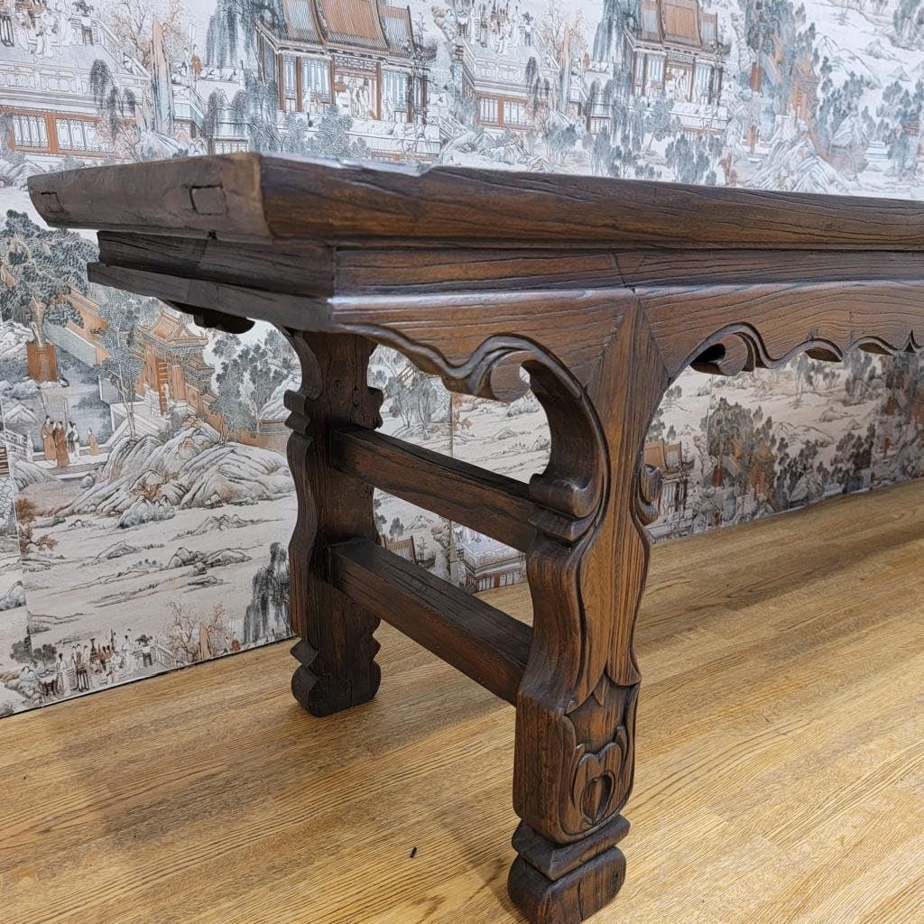Antique Shanxi Province Carved Bench - 3