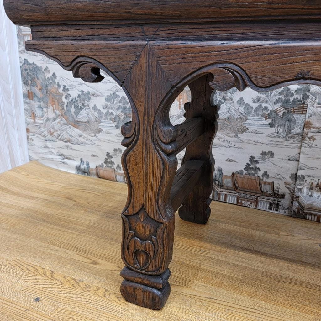 Antique Shanxi Province Carved Bench - 4