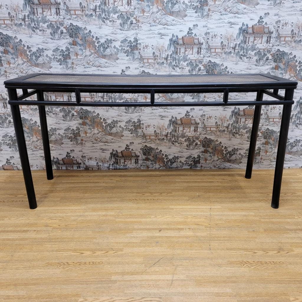 Antique Shanxi Province Black Lacquer Wicker Altar Table (1 of 7)
