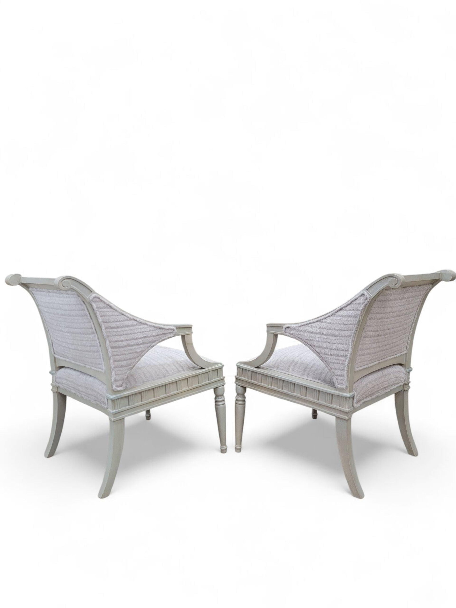 Vintage Gustavian Style Chairs by Walter E. Smithe Newly Reupholstered - Pair - 6