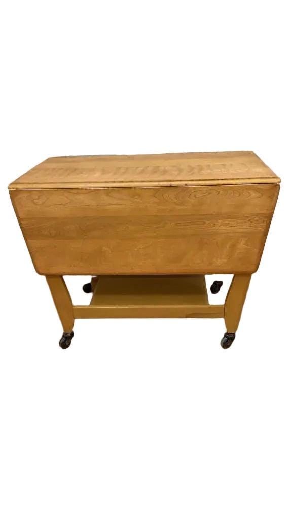 MCM Heywood Wakefield Drop Leaf Serving Bar Cart - 4