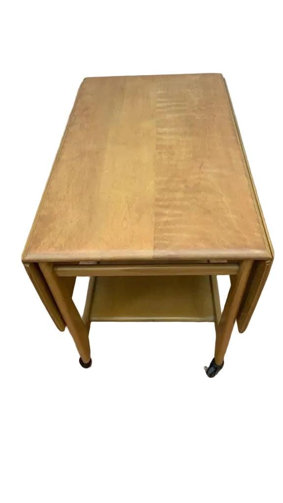 MCM Heywood Wakefield Drop Leaf Serving Bar Cart - 6
