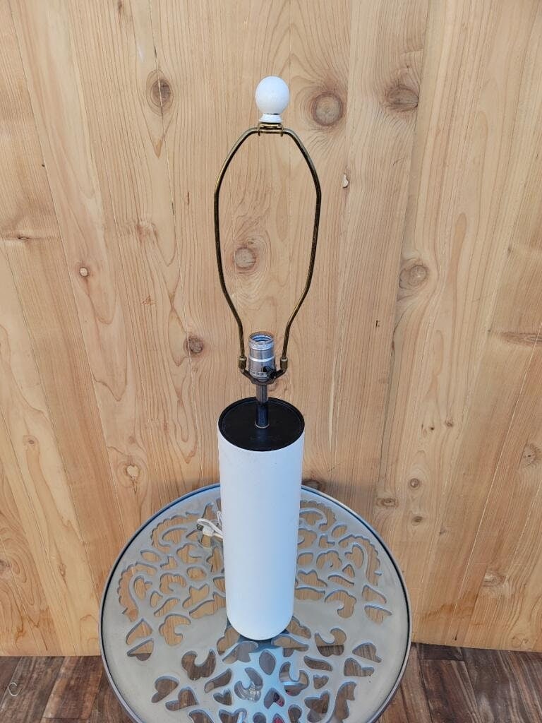 Vintage Mid Century Modern Underwriters Laboratory White Leather Table Lamp - 4