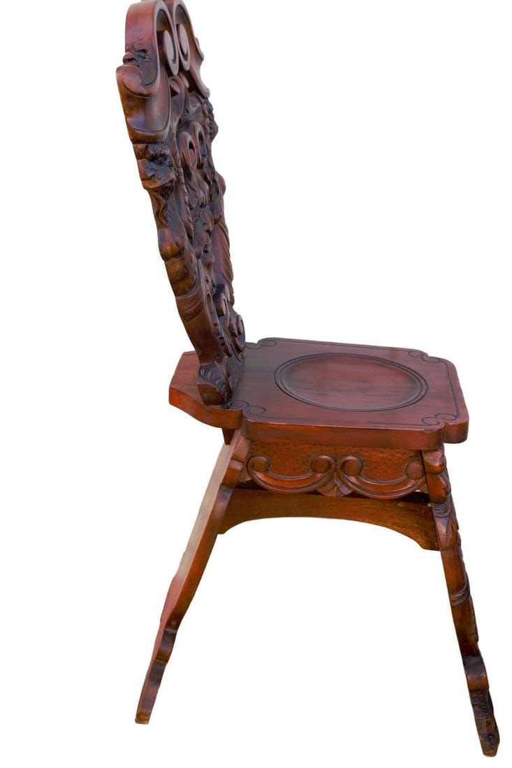 Antique Italian Renaissance Revival Style Figural Side Chairs - Pair - 6