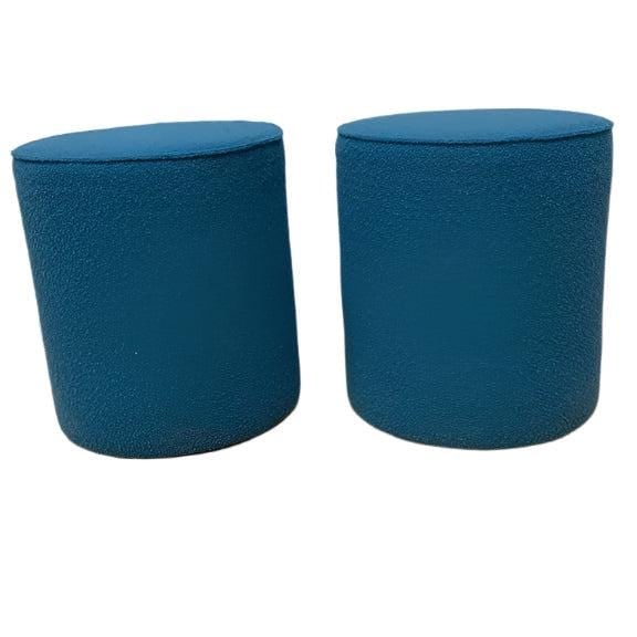 Modern Rockwell Unscripted Upholstered Swivel Seat Low Cylinder by Knoll - Pair: Modern Rockwell Unscripted Upholstered Swivel Seat Low Cylinder by Knoll - PairThe Rockwell Unscripted upholstered seat offers a fun punctuation to dining, living or office spaces. Mix them with