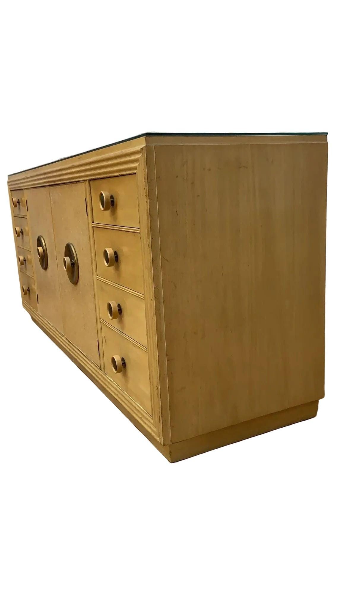 MCM Cork Sideboard with Mirror by Johnson Furniture - 7