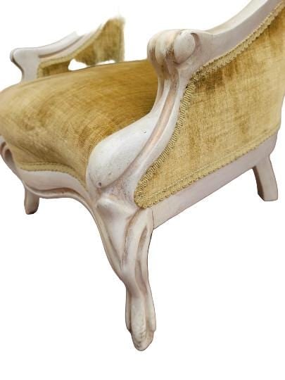 Antique Hollywood Regency Carved French Tufted Back Chairs - Pair - 4