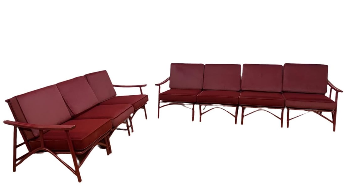 MCM Asian Style Modular Sectional Sofa Set by Ficks Reed Newly Reupholstered (1 of 7)