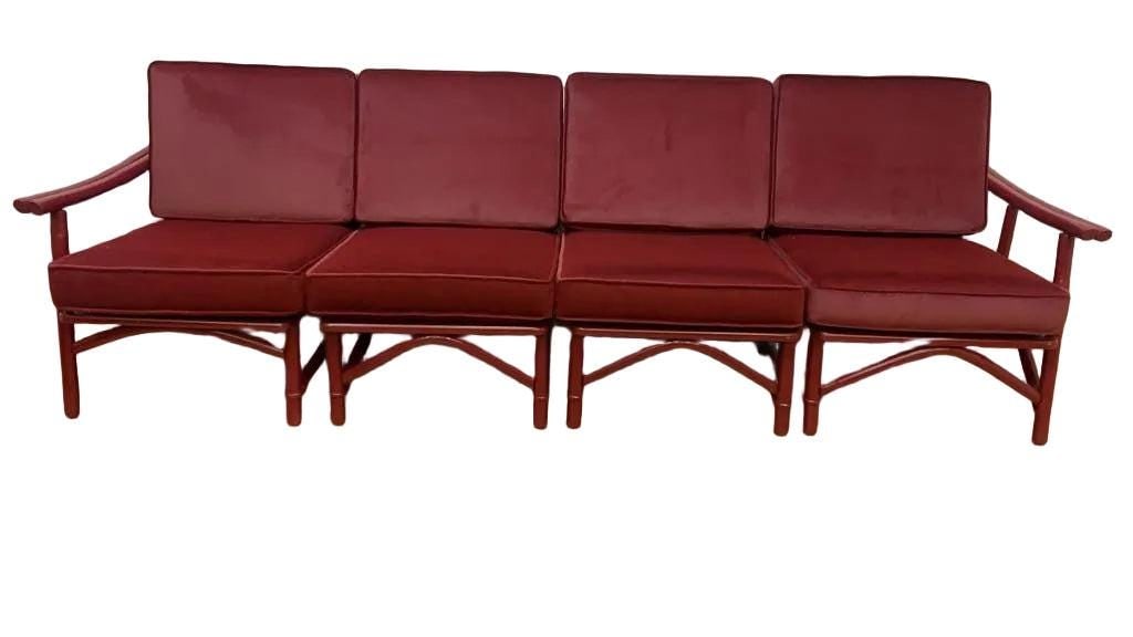 MCM Asian Style Modular Sectional Sofa Set by Ficks Reed Newly Reupholstered - 5