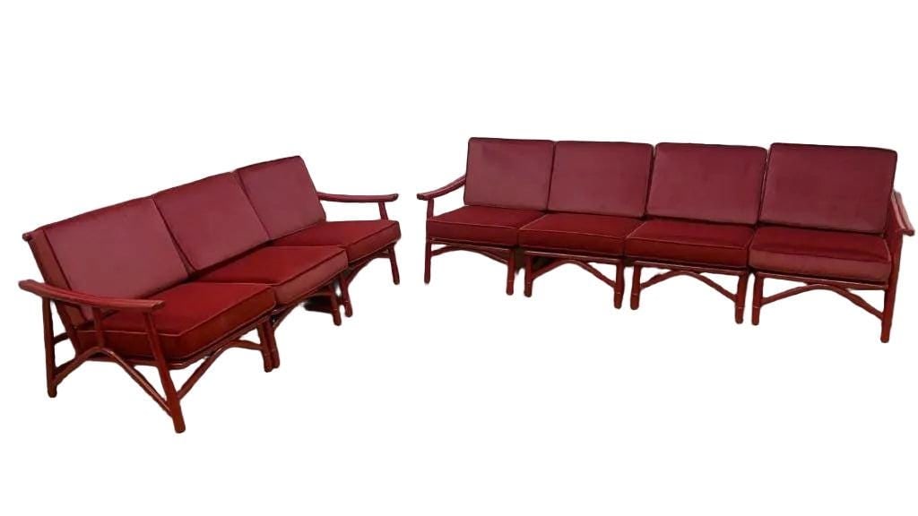 MCM Asian Style Modular Sectional Sofa Set by Ficks Reed Newly Reupholstered - 7