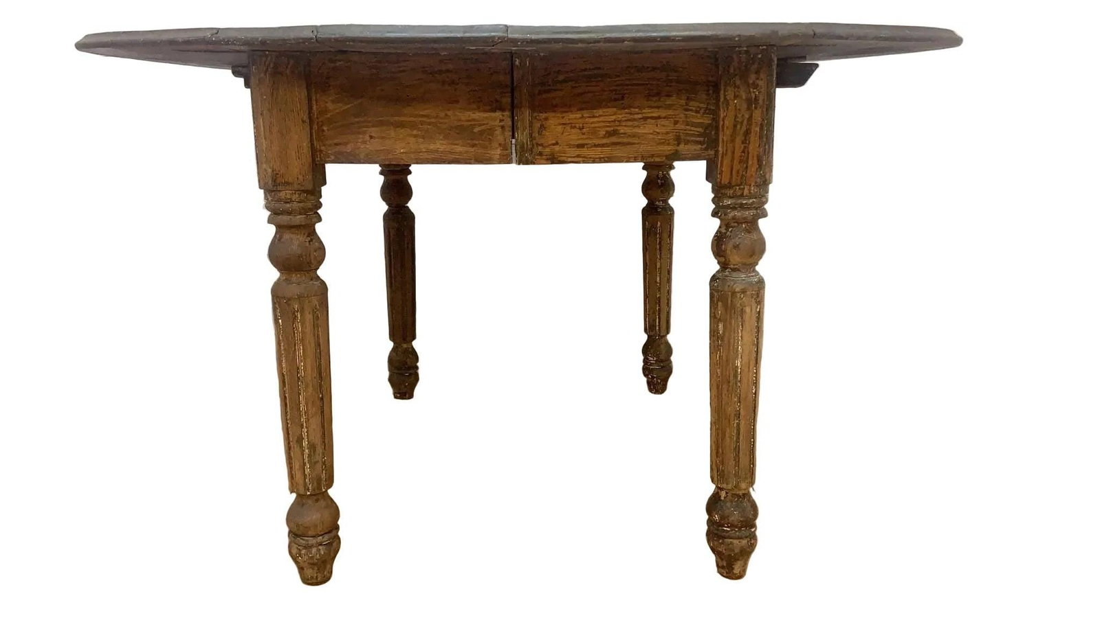 Antique Farmhouse Drop-Leaf Turned Leg Table - 2
