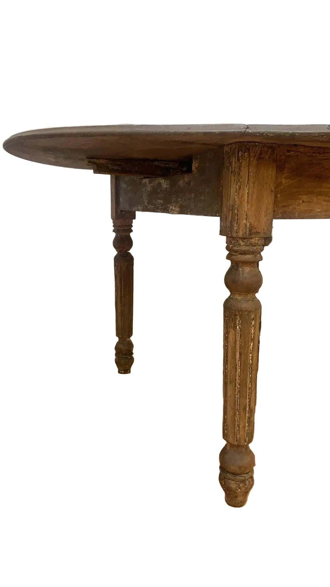 Antique Farmhouse Drop-Leaf Turned Leg Table - 5