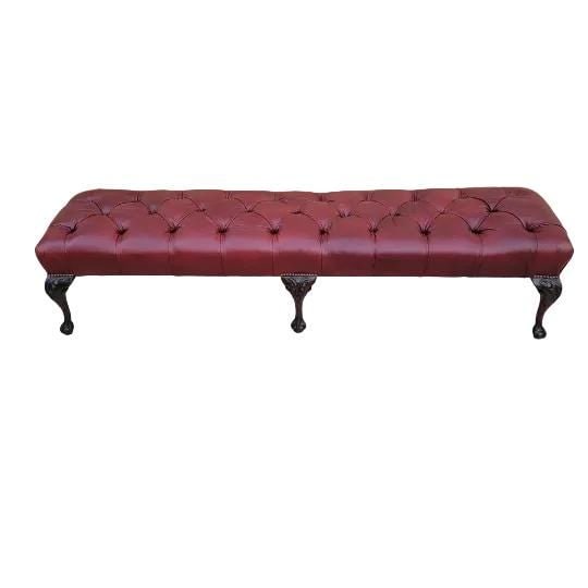 Antique Chippendale Style Tufted Hall/Dining Bench Newly Reupholstered - Pair - 2