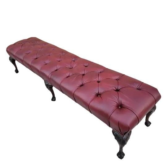 Antique Chippendale Style Tufted Hall/Dining Bench Newly Reupholstered - Pair - 5