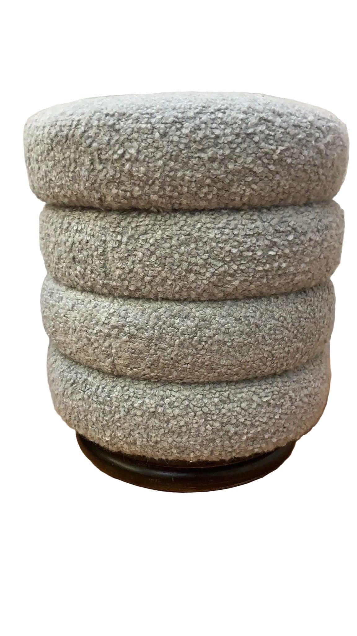 Vintage Contemporary Ridged Stool Newly Reupholstered - 2