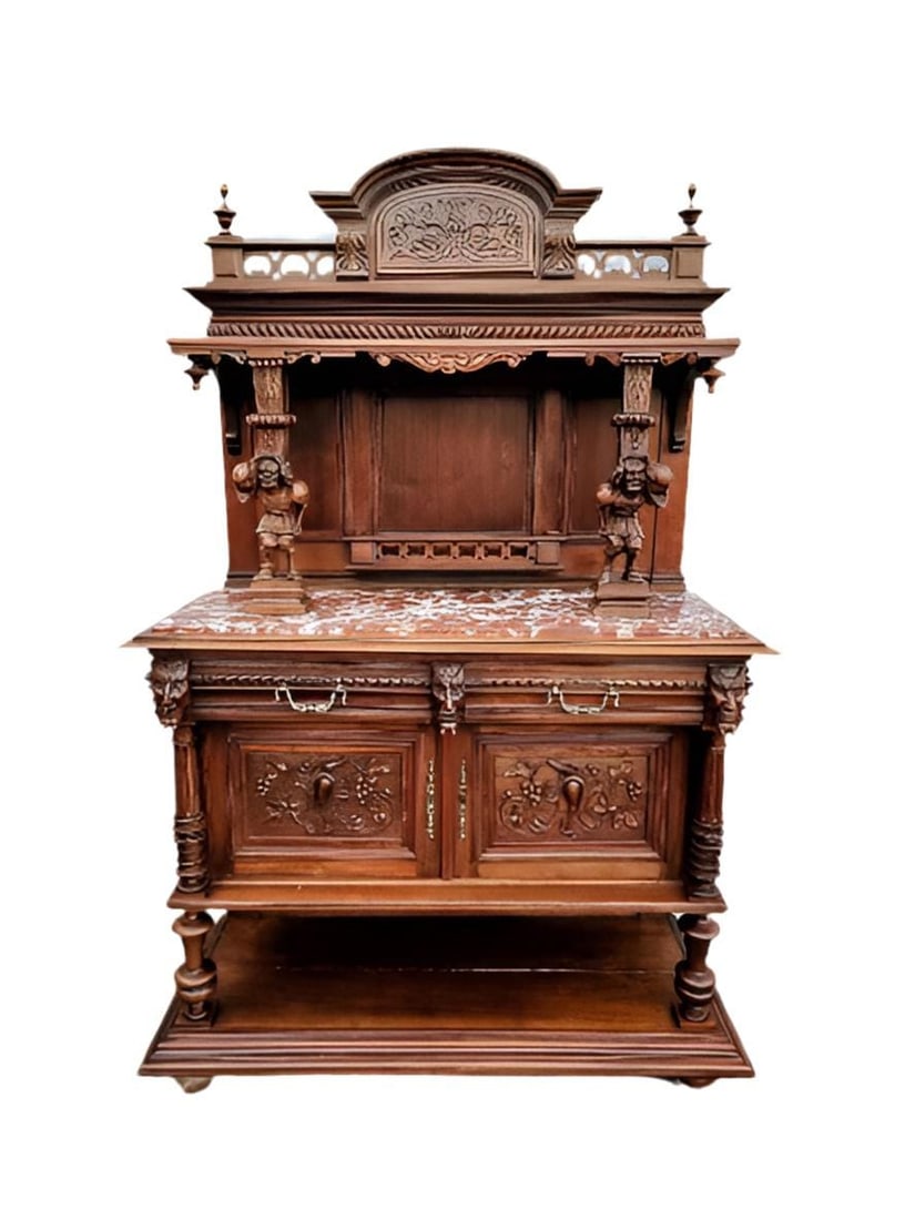 Antique French Gothic Figural Cabinet - 2