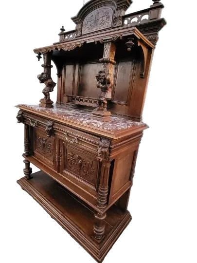 Antique French Gothic Figural Cabinet - 4