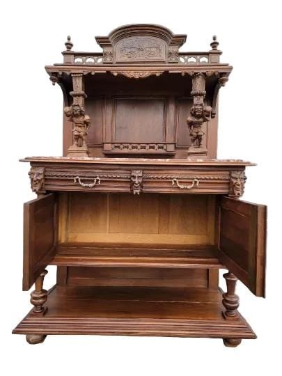 Antique French Gothic Figural Cabinet - 5