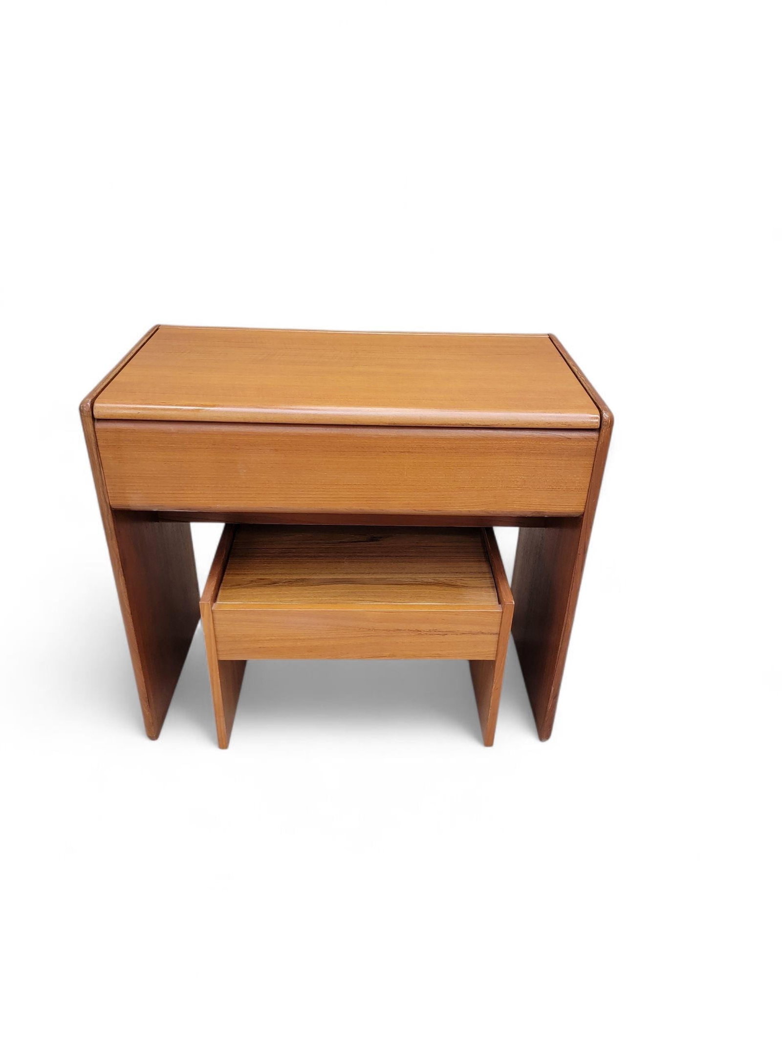 Mid Century Danish Vanity/Desk with Flip-Top Mirror and Stool - 2