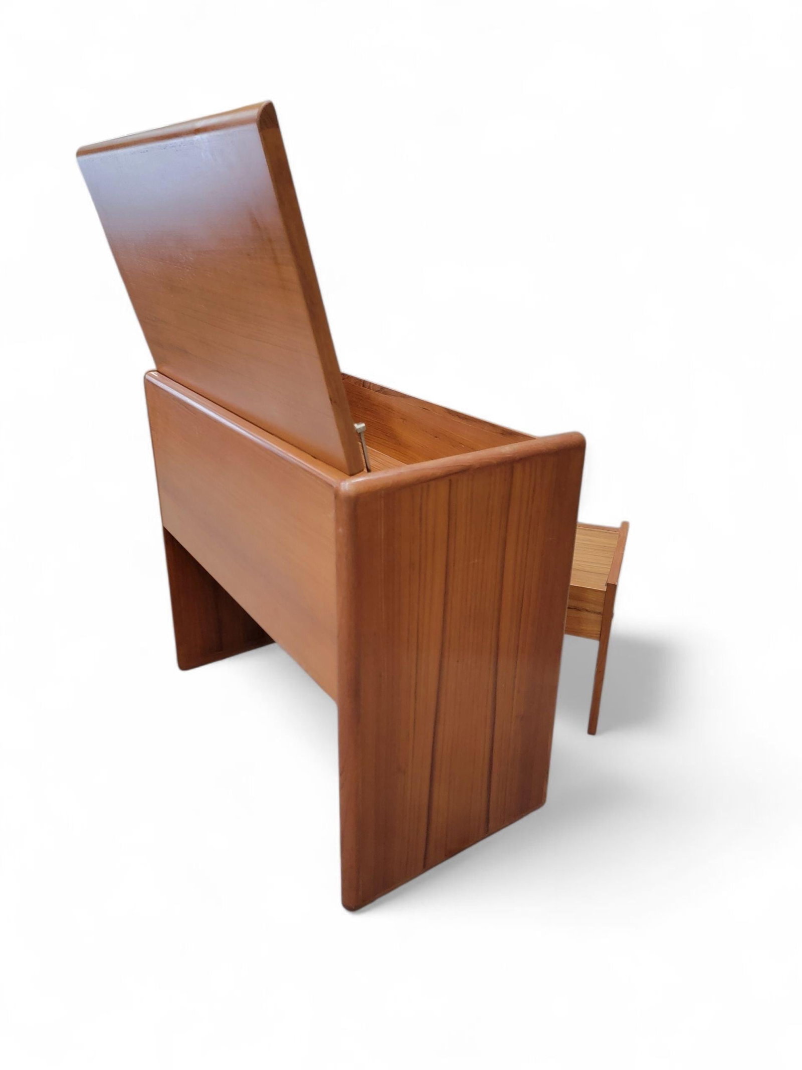 Mid Century Danish Vanity/Desk with Flip-Top Mirror and Stool - 7
