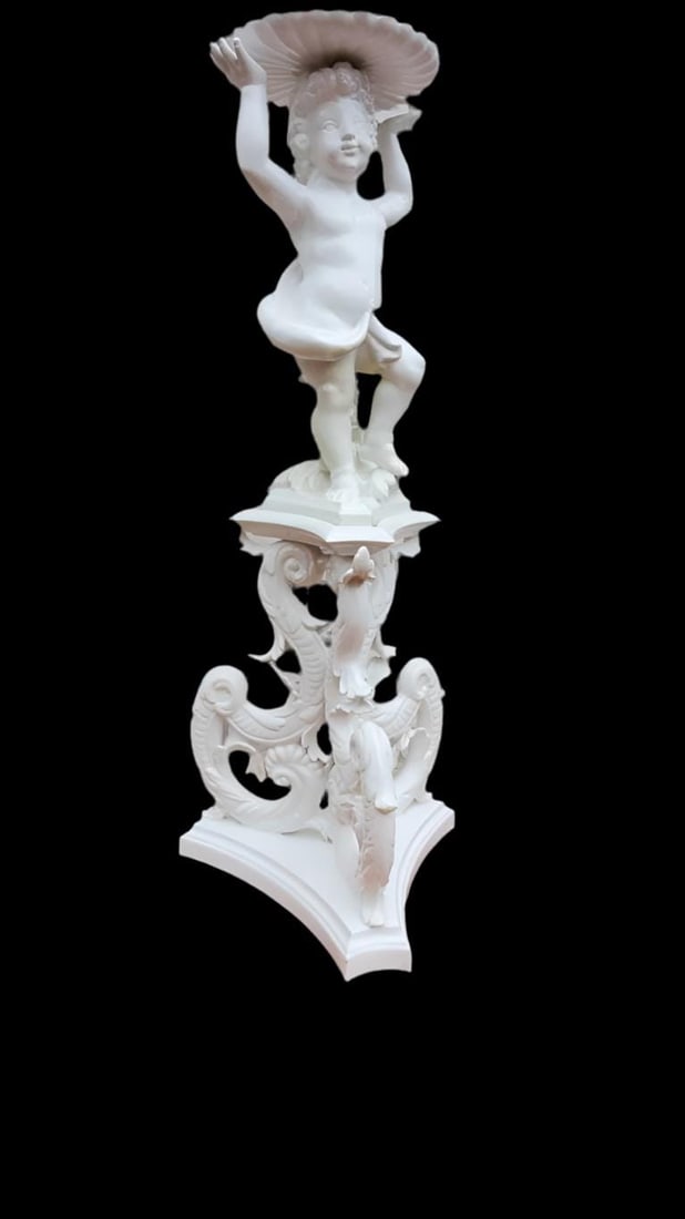 Antique Italian Capodimonte-Style Figural Plant Stand/Sculpture - 7