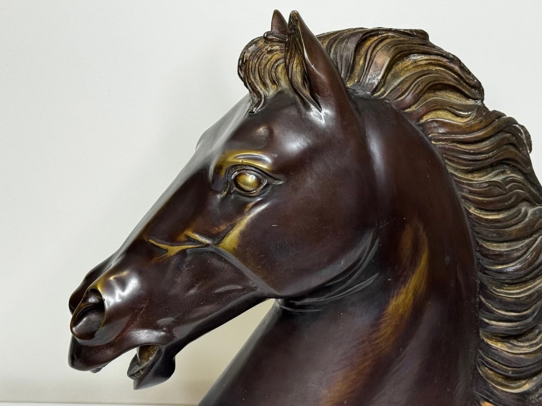Expressive Italian Classical Bronze Horse Head c1950 After Raffaello Romanelli - 11