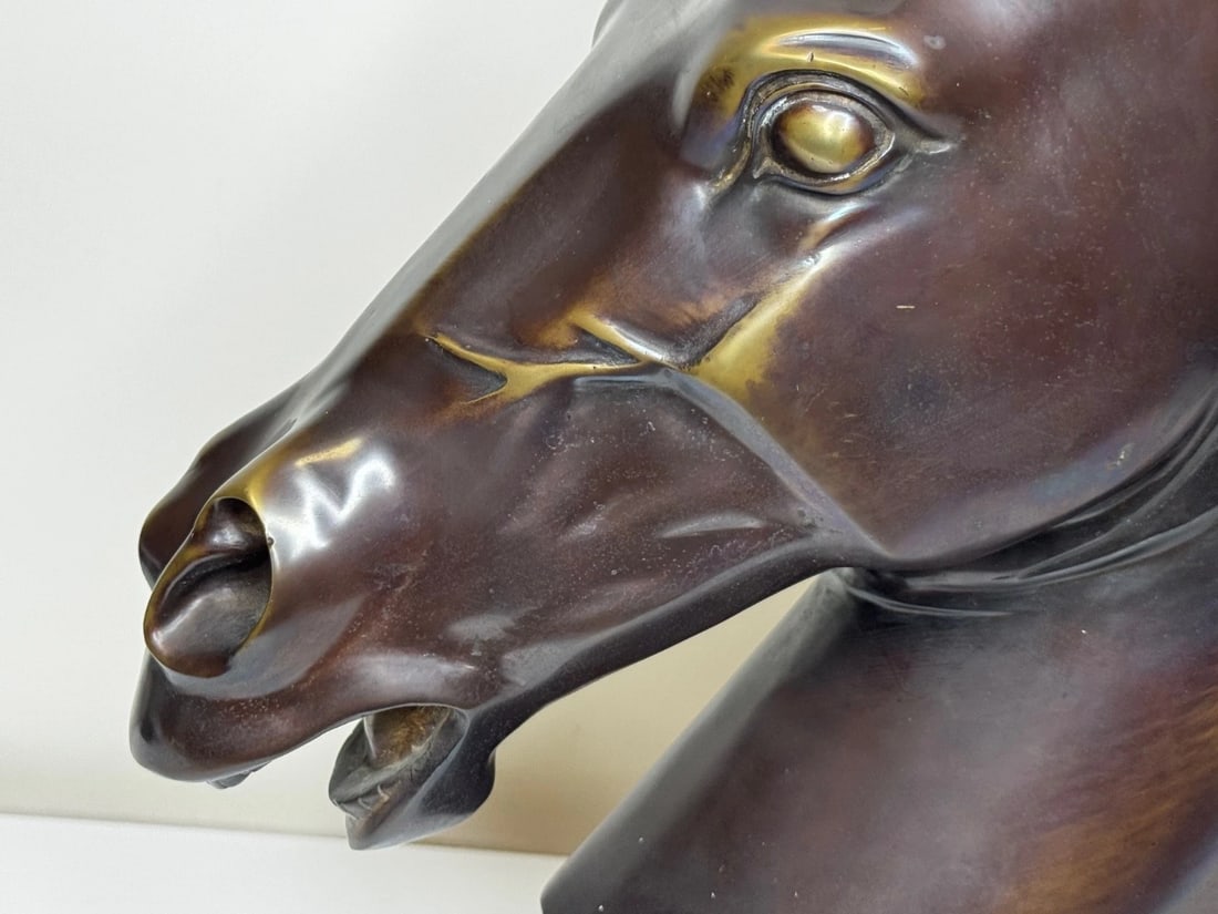 Expressive Italian Classical Bronze Horse Head c1950 After Raffaello Romanelli - 12